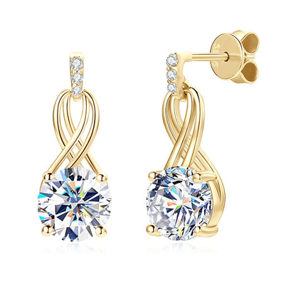 Real 925 Silver 4CTTW D VVS1 Moissanite Drop Earrings for Women Infinite Studs Earring GRA Certified Wedding Jewelry Gifts