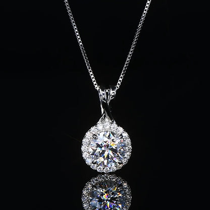 3CT 2CT 1CT D Moissanite Halo Pendant Necklace for Women 925 Silver Adjustable Chain Sparking Lab Diamond GRA Certified Jewelry