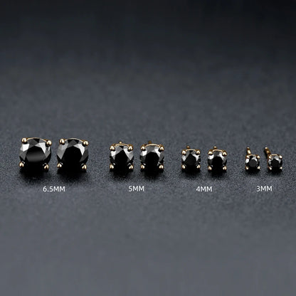 Sparkle Real Moissanite Black Stud Earrings Diamond 925 Silver Gold Ear Piercing Jewelry for Women Men Gifts 3mm/4mm/5mm