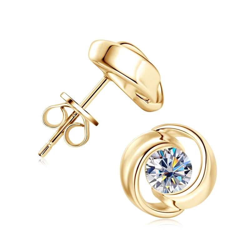 5mm 0.5CT D Color Moissanite Studs Earrings 925 Silver Cute Flower Earrings for Women Men LOVER'S 14K Gold Plated Jewelry