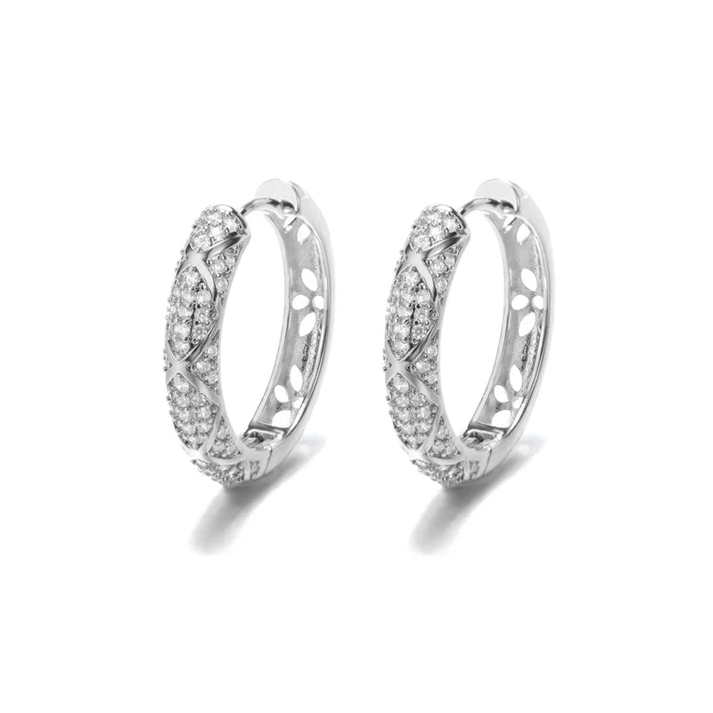 Full Micro Paved Moissanite Hoops Earrings 925 Sterling Silver Luxury Party Wedding Jewelry for Women Valentine's Day Gift