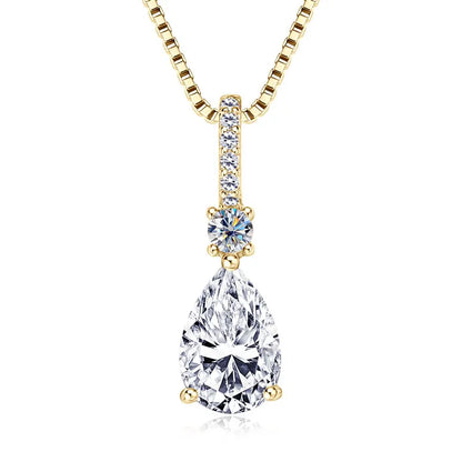 Luxury Necklace 4CT 2CT Pear Cut D VVS1 Waterdrop All Moissanite Pendant for Women 925 Silver Adjustable Chain Fine Jewelry Gift