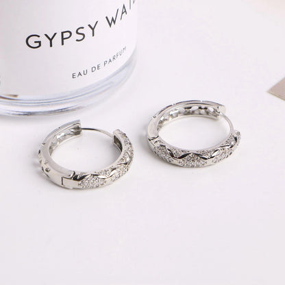 2025 0.86CTW. Pave Moissanite Hoop Huggie Earrings for Women 925 Silver Luxury Skeleton Design Earring Original Fine Jewelry GRA