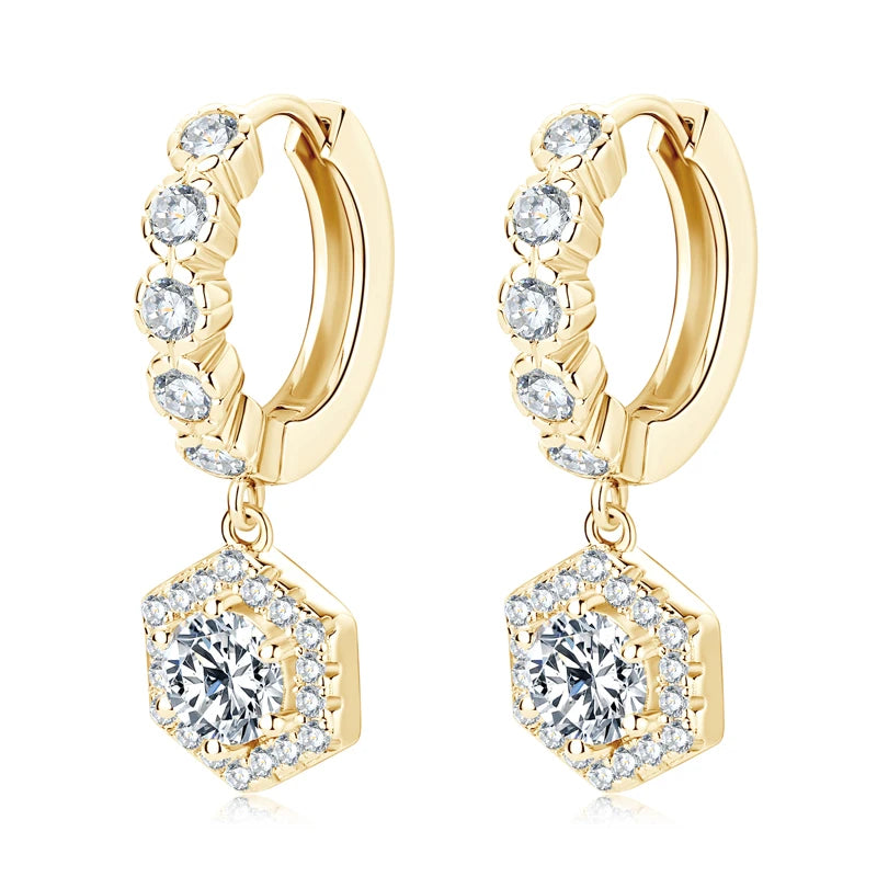 2023 New Women's Hoop Earrings 5mm D0.5CT Moissanite Drop Earrings Silver 925 Real GRA Certificate Elegant Wedding Jewelry