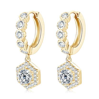 2023 New Women's Hoop Earrings 5mm D0.5CT Moissanite Drop Earrings Silver 925 Real GRA Certificate Elegant Wedding Jewelry