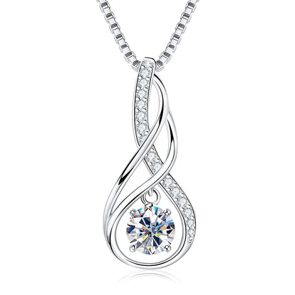 12 Birthstone Infinity Pendant Necklace for Women 925 Silver Colorful Gemstone 6.5mm Moissanite Zirconia Jewelry Birthday Gift