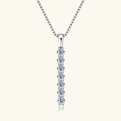 2.8mm 0.56ctw. Moissanite Pendant Necklace for Women 925 Silver Adjustable Chain 7-stone Bar Necklaces Trend Jewelry Gifts
