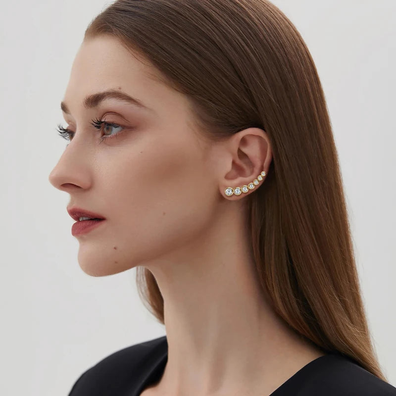 1.52CTTW. Full Bezel Moissanite Earrings Climber Crawler 100% Real 925 Silver for Women with Certificate GRA Jewelry Gifts