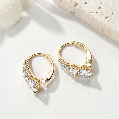 Luxury 1.86CTW 5mm Moissanite Drop Hoop Earrings for Women Real 925 Silver 4-stone Clip Earring Wedding Party Jewelry Gift