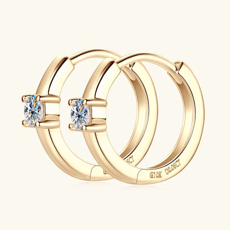 10K Real Gold Hoop Earrings for Women 2.5mm D Color Moissanite Diamond Earrings Mini Hoops Yellow Gold Wedding Jewelry with GRA