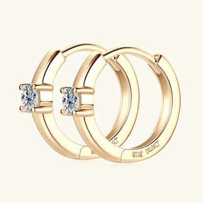 10K Real Gold Hoop Earrings for Women 2.5mm D Color Moissanite Diamond Earrings Mini Hoops Yellow Gold Wedding Jewelry with GRA