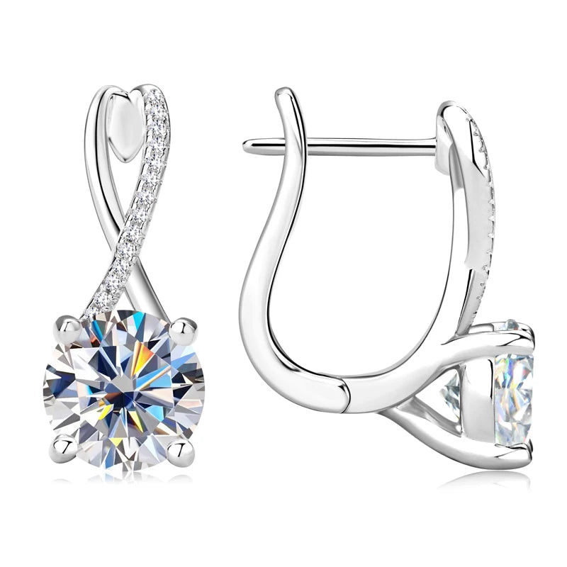 Real 925 Silver 4CTTW D VVS1 Moissanite Drop Earrings for Women Infinite Studs Earring GRA Certified Wedding Jewelry Gifts