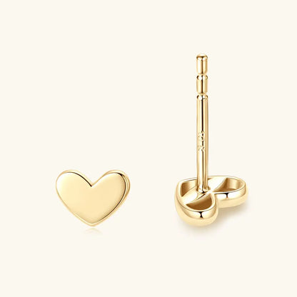 Real Gold Heart Shaped Stud Earrings Minimalist Small Piercing Earrings 10k Yellow Gold Wedding Engagement Fine Jewelry