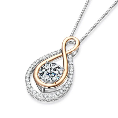3CT 1CT 2CT D Moissanite Pendant Infinity Necklace S925 Silver Adjustable Chain for Women Gift Jewelry 6.5mm 8mm 9mm Lab Diamond
