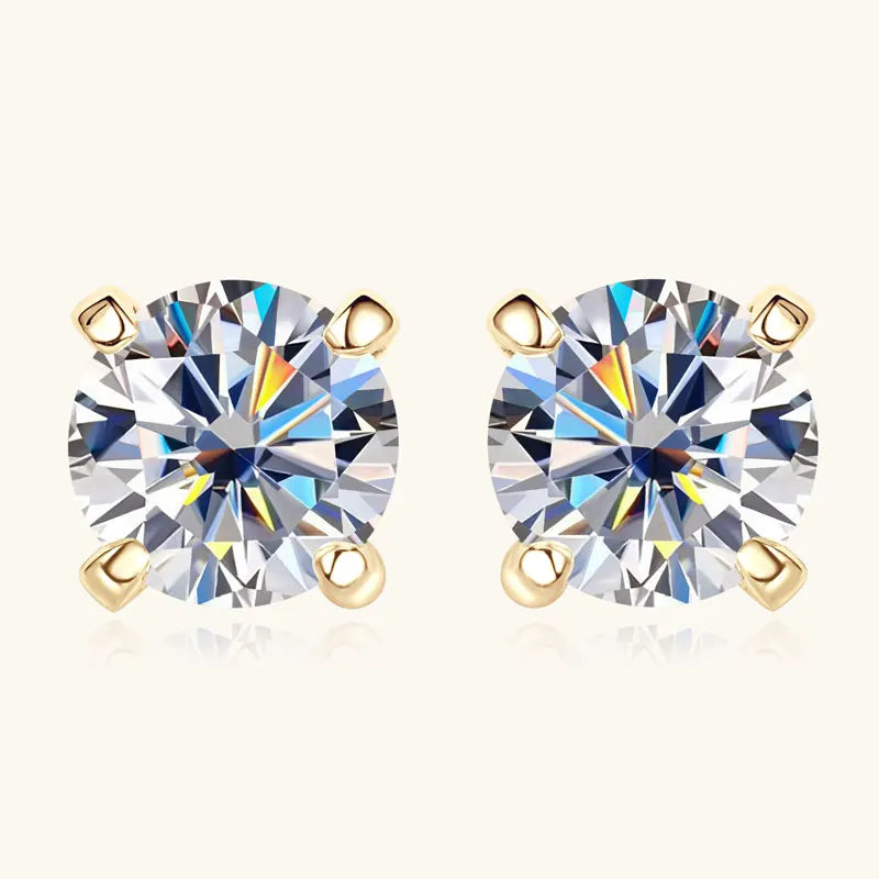 10K Yellow Gold Moissanite Sparking Stud Earrings for Couple Men Women Real Gold Wedding Jewelry D Color VVS1 Lab Diamond