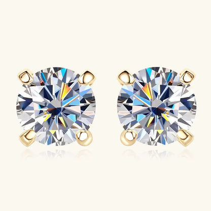 10K Yellow Gold Moissanite Sparking Stud Earrings for Couple Men Women Real Gold Wedding Jewelry D Color VVS1 Lab Diamond