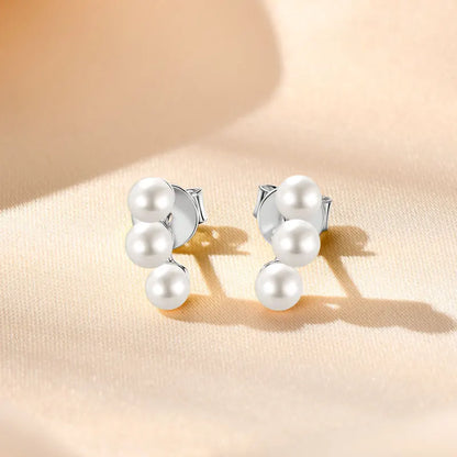 925 Sterling Silver Earrings Piercing Studs Round 3mm Natural Freshwater White Pearl Earrings for Women Fine Jewel Gifts