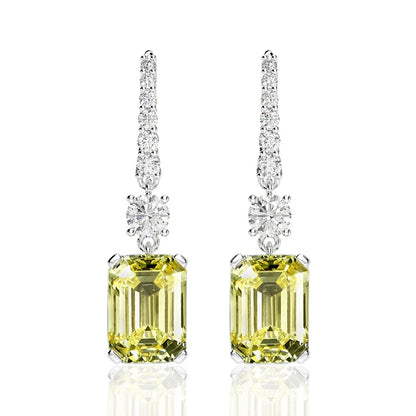 Classic 4.0CT Emerald Cut Gemstone Hook 925 Sterling Silver Color Lab Diamond Drop Dangle Earrings for Women Jewelry Gifts