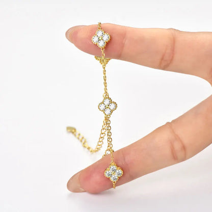 3mm D Moissanite Jewelry Set Clover Flower Pendant Necklace Earrings Bracelet 3 in 1 Sets for Women 925 Silver Charm Gifts