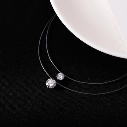 925 Silver 8mm 2ct Moissanite Pendant Necklace for Women Jewelry Adjustable Invisible Fish Line Chain Collar 1ct 0.5ct Diamond