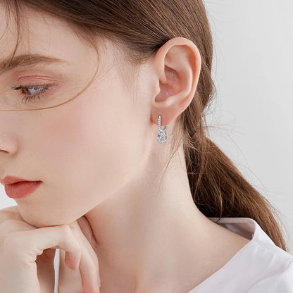 2024 Luxury Women's Hoop Earrings Real Silver 925 5mm Round Moissanite Drop Earrings Wedding Fine Jewelry Party Valentine Gift