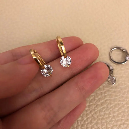 Fashion Moissanite Drop Hoops Earrings 925 Gold Plated Silver Diamond Solitaire Earring for Women Men Sterling Gifts Mom