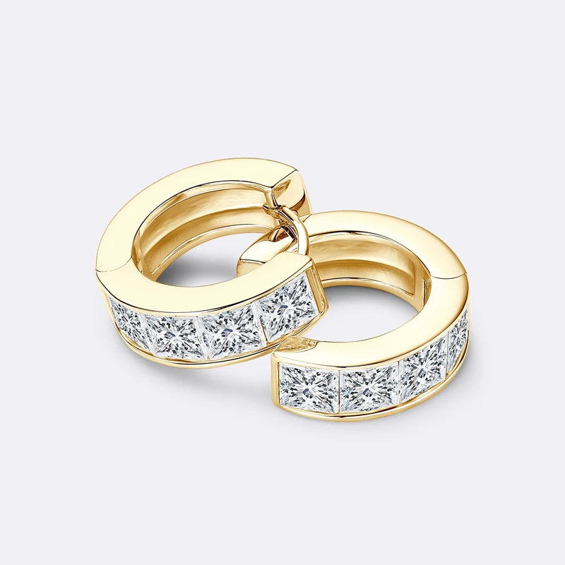 3.20CTTW Princess Cut Moissanite Hoop Earrings 100% 925 Silver for Women Jewelry Small Hoops Huggie Inner Diameter 11mm
