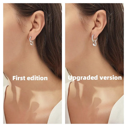 D Moissanite Hoops Earrings Silver 925 1.3mm Round Cut Certified Jewelry for Women Detachable Dangle Earring Gifts for her