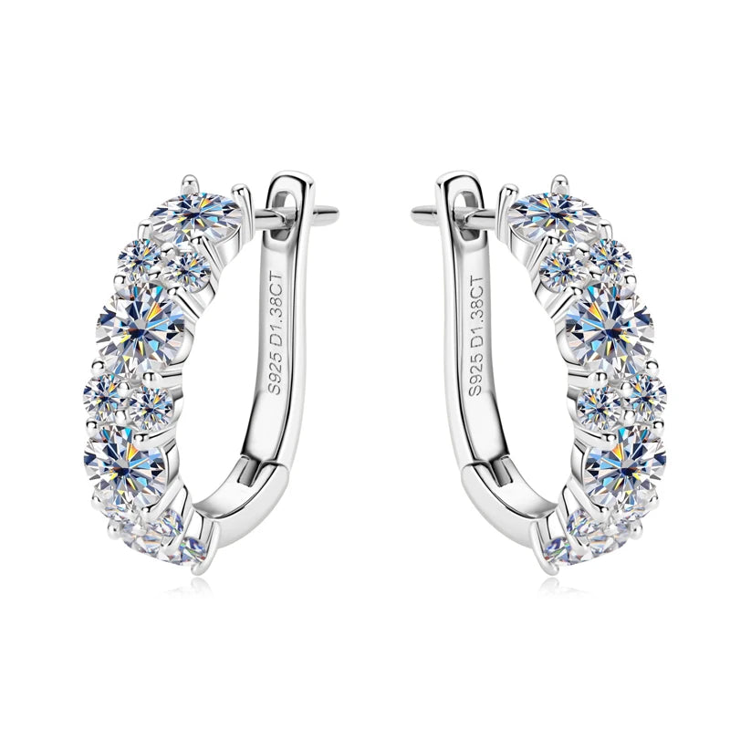 2.76CTTW. Moissanite Earrings Luxury 925 Sterling Silver Hoop Stud Earrings for Women Wedding Party 2024 New Jewelry Gifts