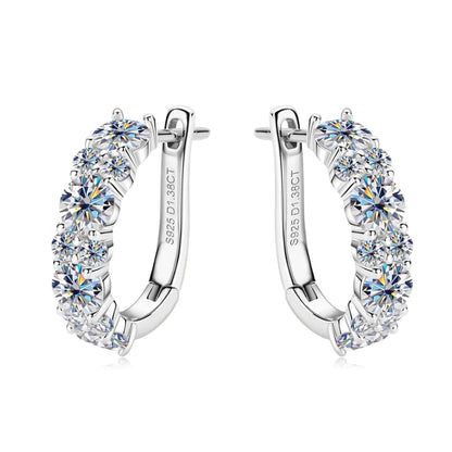 2.76CTTW. Moissanite Earrings Luxury 925 Sterling Silver Hoop Stud Earrings for Women Wedding Party 2024 New Jewelry Gifts