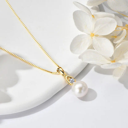 925 Silver White Pearl Pendant Necklace 9-10mm Natural Freshwater Pearl Zircon Pendants For Women Fine Jewelry 2025 Trend