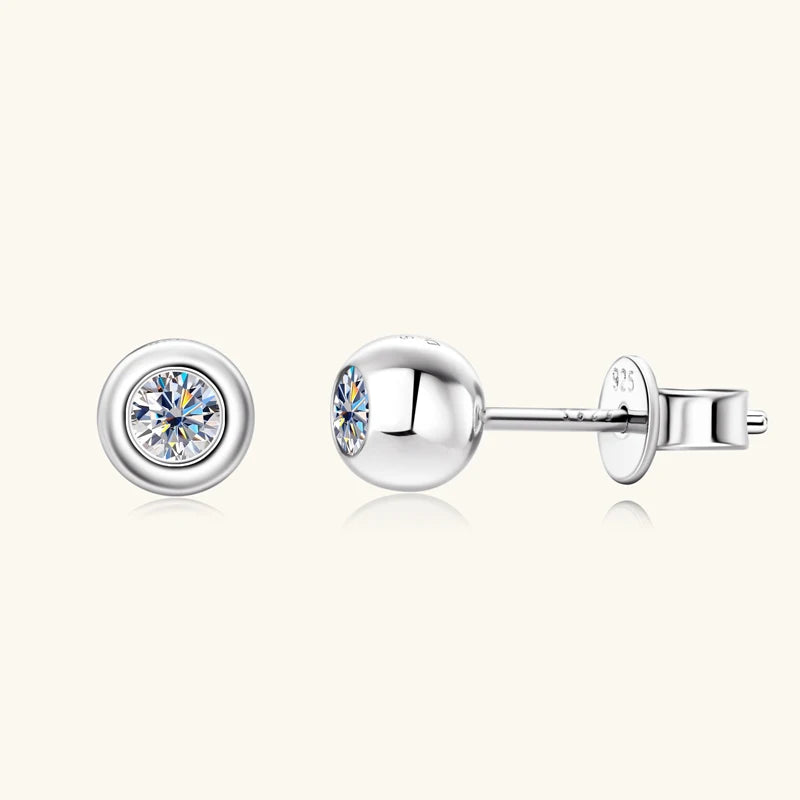 925 Sterling Silver Mini Stud Earrings for Women Men D Bezel Moissanite Piercing Earrings Cute Jewelry Certificate 3.5mm