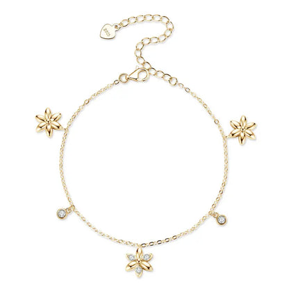 2024 Trendy Moissanite Flower Bracelet Real 925 Silver 18k Gold Plated Adjustable Chain Bracelet for Women Wedding Jewelry