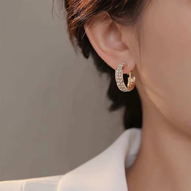 Real S925 Silver Full Moissanite Earrings Hoop 2024 Fashion Sparking Clip Earrings Wedding Valentine Gift for Women Korean