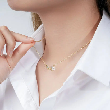 5-5.5mm Natural Freshwater Pearl Pendant Necklace 925 Sterling Silver for Women X Shape Cross Pendants Valentine Gifts