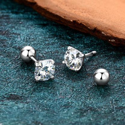 2.0ctw D Color Moissanite Earrings Studs Original 925 Silver Earrings Ball Screw Back Jewelry for Women Men 6.5mm 1 Carat