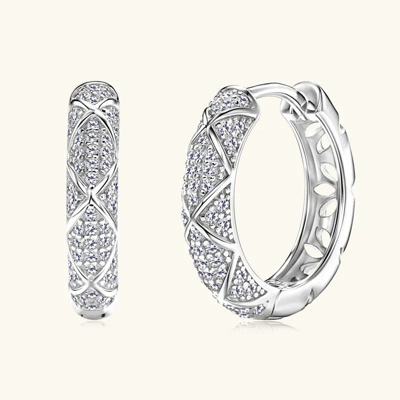 2025 New Pave D Moissanite Hoop Huggies Earrings 925 Silver for Women Trendy Fine Jewelry GRA Certified lab Diamond Gift