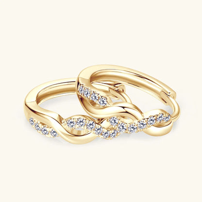 Real 10K Gold Earrings Infinite Hoop for Women D Moissanite Earrings Small Hoops Wedding Jewelry GRA Certified lab Diamond 0.9mm
