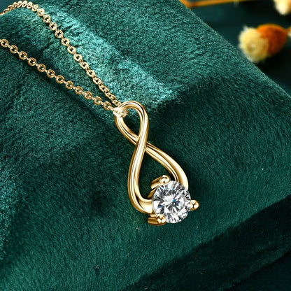 6.5mm 1ct D Moissanite Infinity Pendant Necklace for Women Silver 925 Adjustable Chain 8mm 2ct Lab Diamond Infinite Charm Gifts