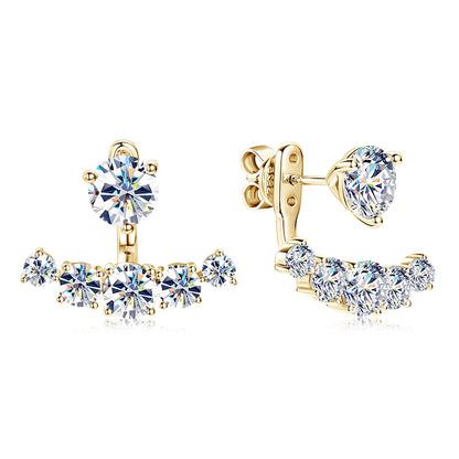 Real D2.30CT All Moissanite Earrings Ear Jacket Studs for Women 925 Silver GRA Certified Christmas Gift Dual Use Earrings