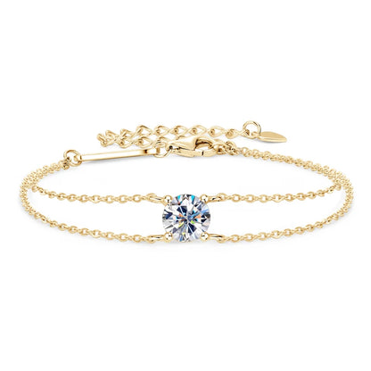 Real 925 Silver Double Chain Bracelet 6.5mm 1.0ct D Color Moissanite Bracelets With GRA Certificate Jewelry for Women Gift
