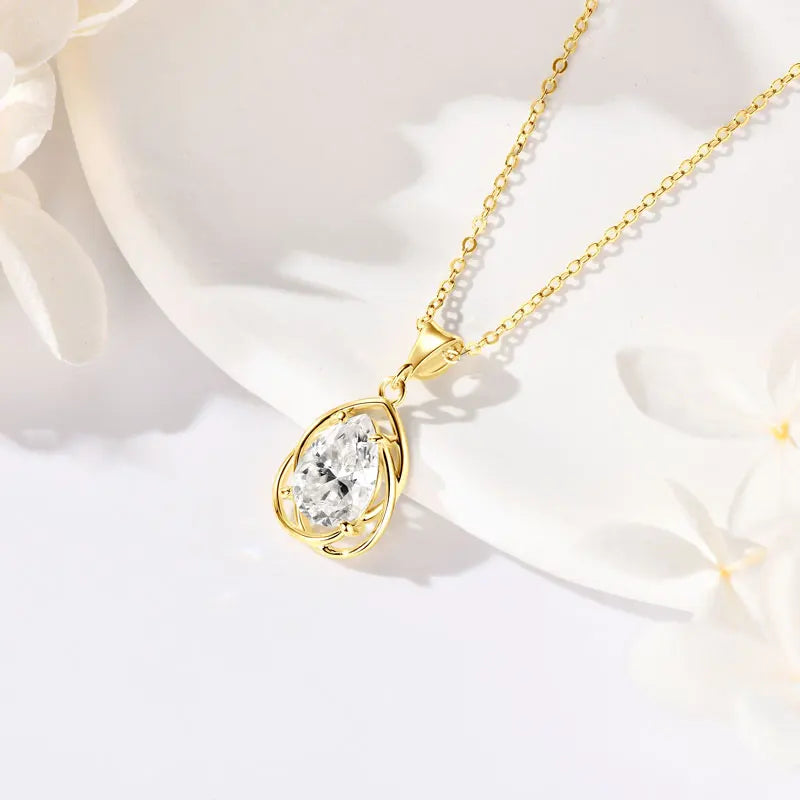 2.0CT Teardrop Pear Cut Moissanite Pendant Necklace for Women 925 Silver Adjustable Chain Real GRA Certified Jewelry Gift