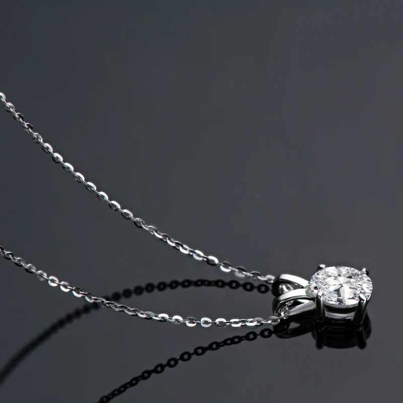 Women's Oval Cut D Color Moissanite Jewelry Set Real 925 Silver Pendant Necklace and Stud Earrings Piercing Party Wedding Gifts
