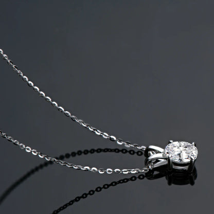 Women's Oval Cut D Color Moissanite Jewelry Set Real 925 Silver Pendant Necklace and Stud Earrings Piercing Party Wedding Gifts