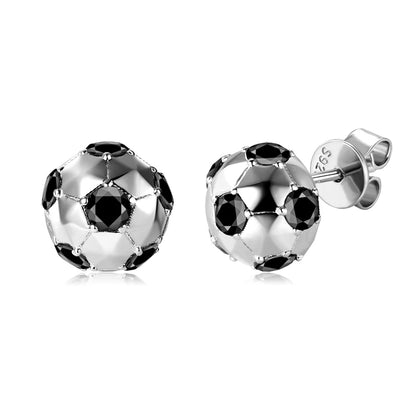100% 925 Sterling Silver Soccer Stud Earrings 1.2CTTW 3mm Round Black Moissanite Piercing Earring for Women Men 2024 Trend