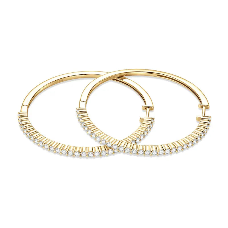 2mm Moissanite Hoop Earrings for Women 925 Silver 40mm Large Big Hoops Piercing Earrings Fashion Fine Jewelry Party Gifts