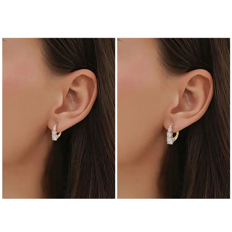 100% 925 Silver Moissanite Hoop Clip Earrings Luxury 4 Stones D VVS1 Round Lab Diamond Jewelry Gift for Women Upgrade Type