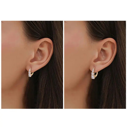 100% 925 Silver Moissanite Hoop Clip Earrings Luxury 4 Stones D VVS1 Round Lab Diamond Jewelry Gift for Women Upgrade Type