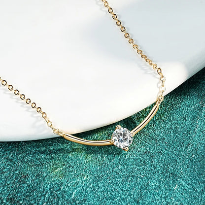 2024 5mm 0.5ct D Moissanite Curved Pendant Necklace 100% 925 Silver Chain for Women Jewelry Christmas Anniversary Gift with GRA