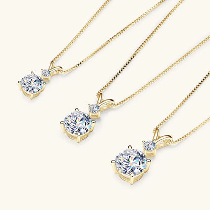 1CT 2CT 3CT Moissanite Pendant Necklace for Women 925 Silver Adjustable Chain Sparking Two Stones Necklaces Gift Valentine